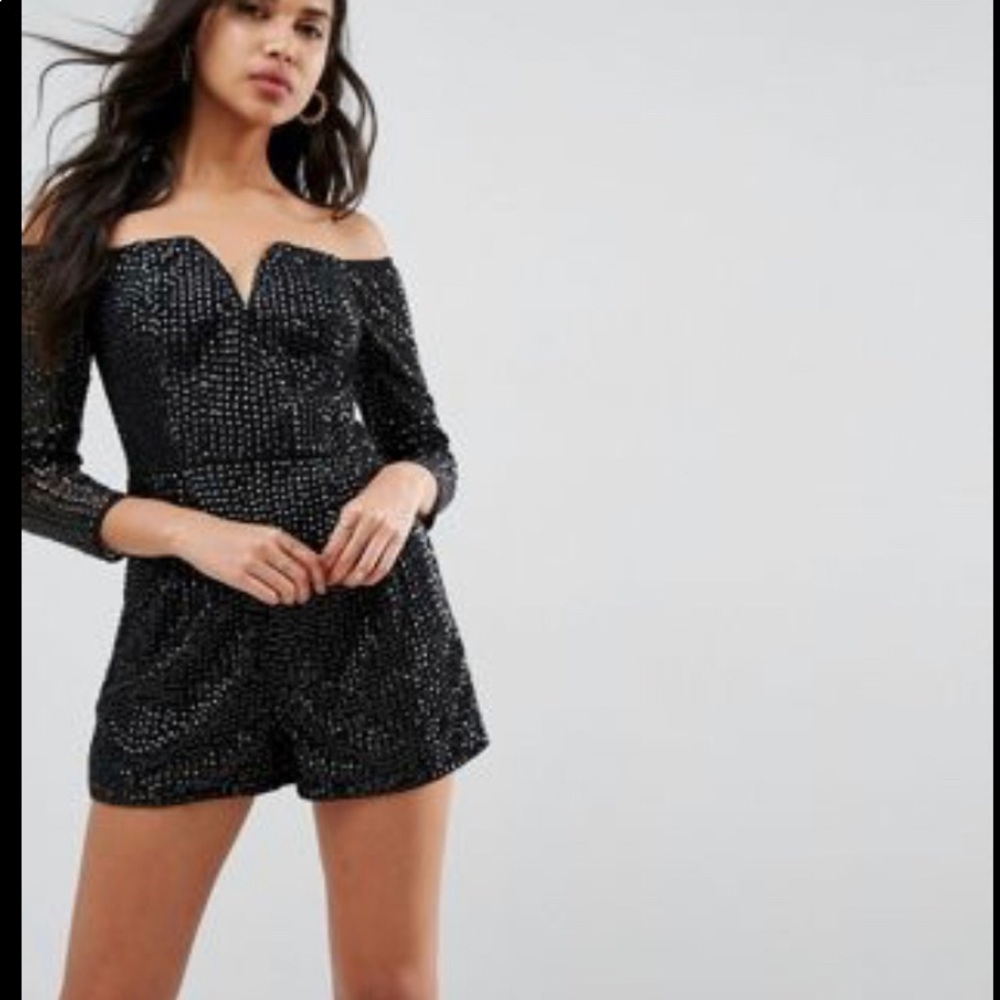 ASOS Black Sequined Romper (6)